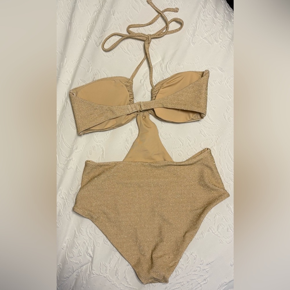 Aerie Glittering Gold One-Piece Swimsuit - Picture 5 of 7